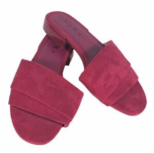 Zara suede fuchsia sandal mules size 6.5